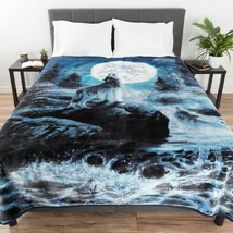 Full Queen Size Luxury Mink Blanket Wolf Moon Super Soft 74 x 91 Inch 7.5 lbs - £73.12 GBP