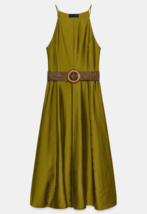 Zara Khaki Lyocell Belted Midi Dress Women BNWT 5029/137 - $94.47