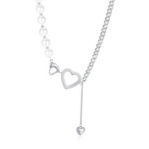 Simple Elegant Heart Pearl Necklace For Girls Light Luxury High-Grade Pe... - £12.71 GBP