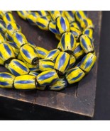 Vintage Yellow Tube Chevron Venetian inspired Beads Strand Necklace NC-524 - $874.31 MXN