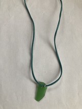 Take The Beach To Work Green glass pendant necklace on 25” cord - $24.99
