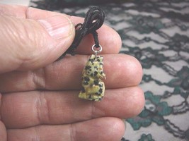 (an-coy-6) Coyote WOLF black spotted Jasper carving Pendant NECKLACE FIGURINE - £6.05 GBP