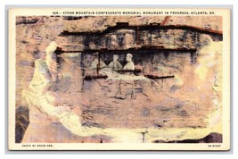 Stone Mountain Monument In Progress Atlanta Georgia GA UNP Linen Postcard J19 - £4.55 GBP