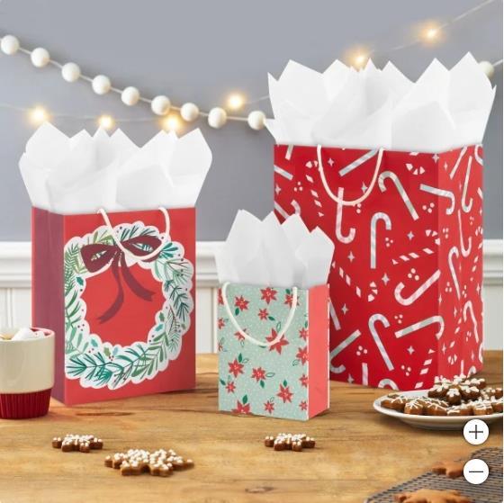 Hallmark Gift Bags Multicolor 20-Count Recyclable Christmas Holiday Festive Fun Item image 2