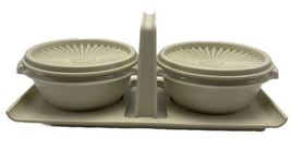 Tupperware Servalier Bowl Caddy Set 1323 Starburst Lids Almond Vintage 1970s - £15.15 GBP