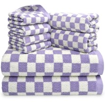 8-Piece Cotton Towels And Washcloths Sets, Cute Checkered Bathroom Towel... - £49.49 GBP