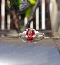 Garnet Women Silver Ring Gift For Women Sterling Silver Ring Oval Stone Ring - $56.00