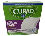 Curad Large Gauze Pads 4 by 4 Inch Box of 10 Wicks and Absorbs NIB - $9.22