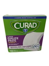 Curad Large Gauze Pads 4 by 4 Inch Box of 10 Wicks and Absorbs NIB - £7.35 GBP