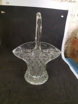 Vintage Cut Glass Basket with Handle Beautiful No Cracks or Chips - $14.25