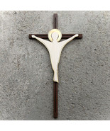 Modern Dark Wooden Wall Cross with Jesus Crucifix,Religious Catholic Chr... - $40.62 CAD+