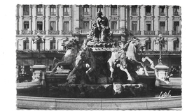 Place de Terreaux Bartholdi Fountain Lyon France Glossy RPPC Estel Postcard - $4.99