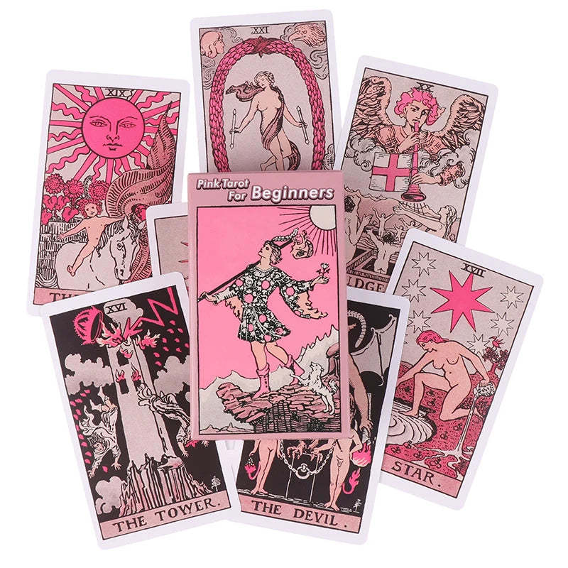Primary image for Light Pink Tarot Deck For Beginners, Faded Colors Waite Style Oracle Card Set