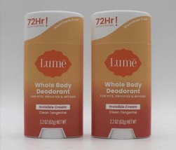 2 Pack Lume Invisible Cream Deodorant Cl EAN Tangerine Body Pits Feet Privates - £23.62 GBP
