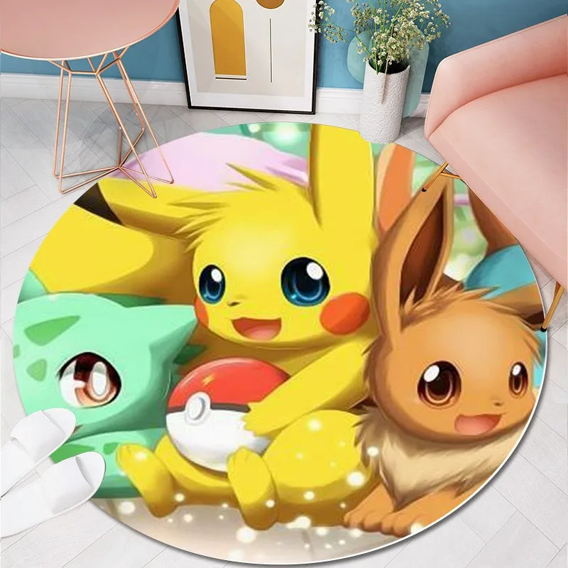 Pokemon cartoon round home Pikachu carpet decor Eevee anime figure kawaii elf - £8.89 GBP+