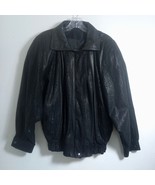 GINO DiGORGIO Suede Jacket Black Leather Vintage 80s Padded Shoulders Large - $164.21 CAD