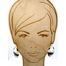 Enamel Zebra Hoop Earrings, Vintage Dangles on Silver Tone - £22.42 GBP