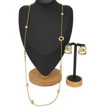 Dubai Two Tones African Pearl Imitation Long Necklace and Earrrings Jewelry Set  - £70.94 GBP
