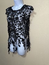 MISS FINCH Croched BLOUSE TOP BLACK SZ M NEW - $64.31