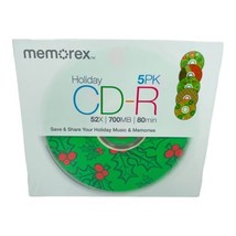 Memorex HOLIDAY CD-R 52x 5 Pack Blank Cds Music Photos Sealed Christmas - $18.10