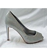 RSVP Pumps Peep Toe Silver Glitter Macall Wedding Bridal Prom Shoes Heel... - $21.76 CAD