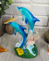 Sea World Nautical Two Bottlenose Dolphins Swimming By Coral Reefs Statu... - $16.99