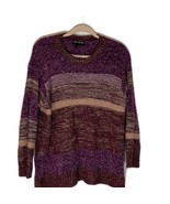 Lane Bryant Retro Colorful Chunky Purple &amp; Gold Metallic Stripe Sweater ... - $15.88