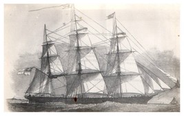 Guiding Star Sail Boat Schooner Black &amp; White Sketch Postcard - £8.73 GBP