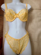 PASSIONATA bra 34c  40 m yellow embroidery made in France beautiful new - $55.92