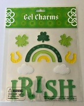 Happy St Patrick&#39;s Day Window Gel Clings Irish Charm 15 Pcs Shamrocks Rainbow - £13.94 GBP