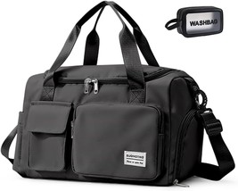 Black Gym Bag for Women Waterproof Travel Duffle Carry On Weekender with Shoe Co - £42.62 GBP