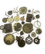 30Pcs Antique Bronze Mix Skeleton Steampunk Clock Face Watch Gear Cog Wh... - £11.16 GBP
