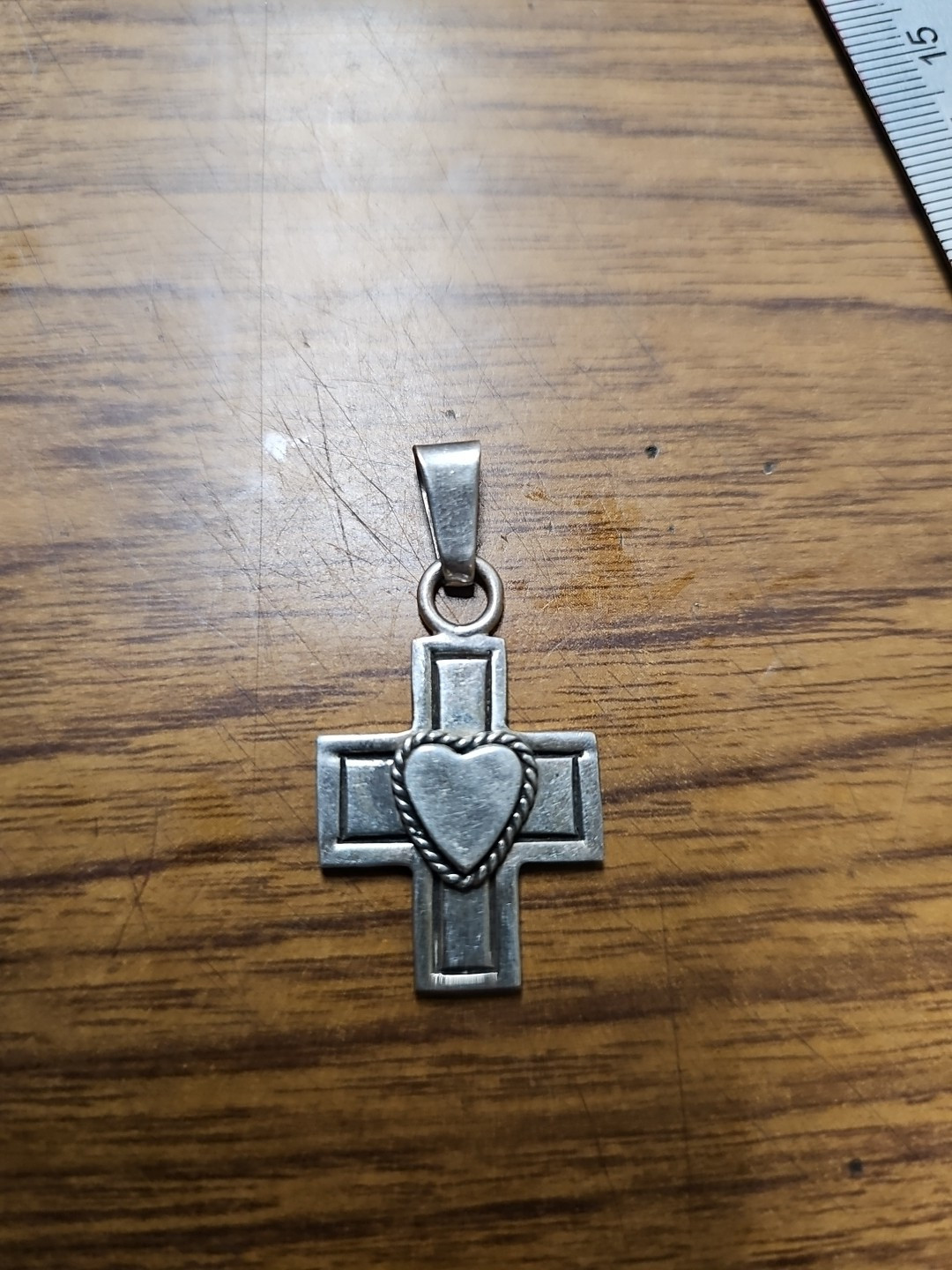 Heart Cross 925 Silver Charm Pendant Crucifex Item image 2