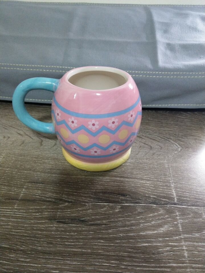 New Easter Egg Mug Ceramic ~Pink~Blue~Yellow~Shipsn24 - $28.51