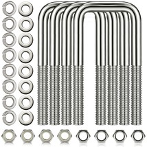 Hotop 4 Sets 304 Stainless Steel Sq.Are U-Bolt Boat Trailer U-Bolts With Washers - £32.87 GBP