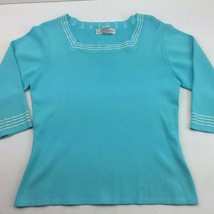 Dress Barn Womens Turquoise Blue 3/4 Sleeve Light Sweater Shirt Medium - £27.45 GBP