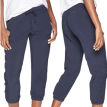 Athleta La Viva Ruched Featherweight Cropped Jogger Travel Pants Navy Si... - $41.58