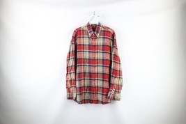 Vintage 90s Streetwear Mens Medium Faded Rainbow Plaid Flannel Button Shirt - £35.87 GBP