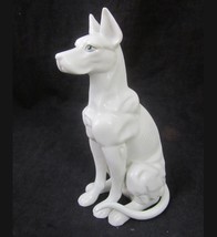 Vintage White Great Dane Dog Figurine 7&quot; Sitting Glazed Ceramic 60 70&#39;s Norleans - £23.70 GBP