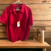 Riders By Lee Women&#39;s Plus Size 3XL Easy Care Short Sleeve Shirt Red V-neck NWT - £14.00 GBP