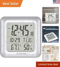 Stylish Silver Shower Clock with Temperature, Humidity &amp; Multi-Language ... - $49.50