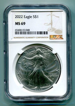 2022 T-2 American Silver Eagle Eagle Landing Ngc MS69 Brown Type Two Premium Pq - £44.01 GBP