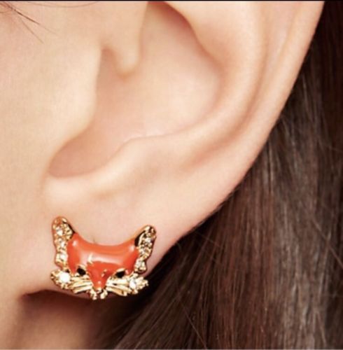 KATE SPADE 12K Gold-Plated 'Into The Woods' Fox Stud Earrings w/ KS Dust Bag NEW - £38.54 GBP