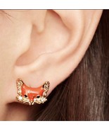 KATE SPADE 12K Gold-Plated &#39;Into The Woods&#39; Fox Stud Earrings w/ KS Dust... - $49.00