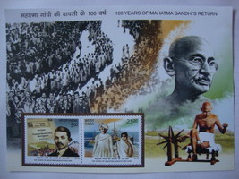 India 2015 MNH - 100 Years of Mahatma Gandhis Return Minisheet - $1.00