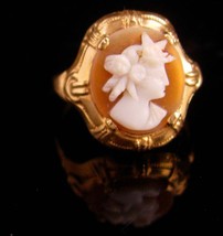 antique gold cameo ring / 10kt gold victorian ring / size 4 1/2  Vintage estate - £284.18 GBP