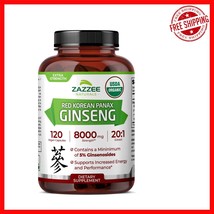 Organic Red Korean Panax Ginseng 8000 mg - Non-GMO &amp;  Health Boost - $860.46 MXN