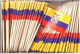 Box of 100 Ecuador Toothpick Flags, 100 Small Mini Ecuadorian Flag Cupca... - $7.90
