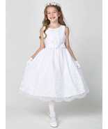 Girls White First Communion Dress w/ Tulle &amp; Sequins (188) - $210.69