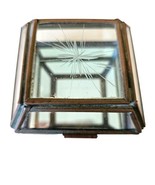 MCM Vintage Glass Square Box Hinged Lid Atomic Starburst Jewelry Holder ... - £19.86 GBP